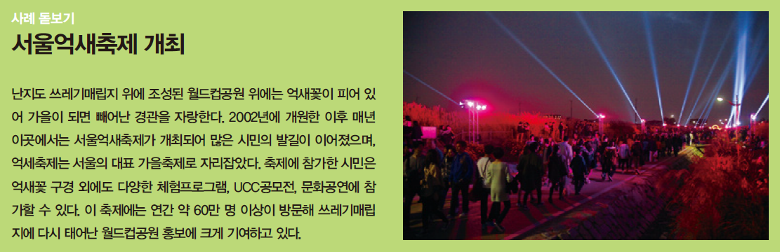 난지도 공원에서 서울 억새축제 개최했을 때의 사례