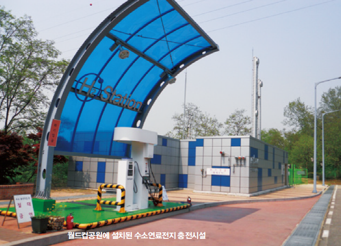친환경 차량 수소연료전자 충전할 수 있는 시설이다
