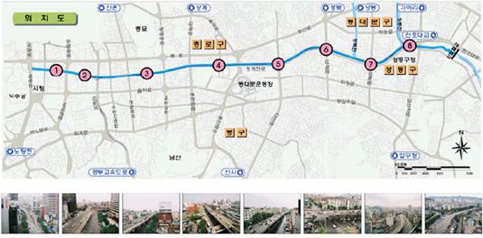 청계천 복원에 관련한 기본 계획을 나타내는 그림